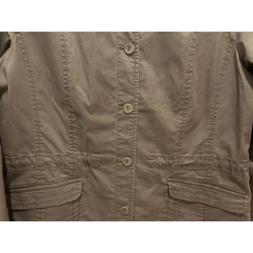 Eileen Fisher Jacket Medium Utility Ruffle Collar Button Up Cinch Waist - Picture 3 of 8